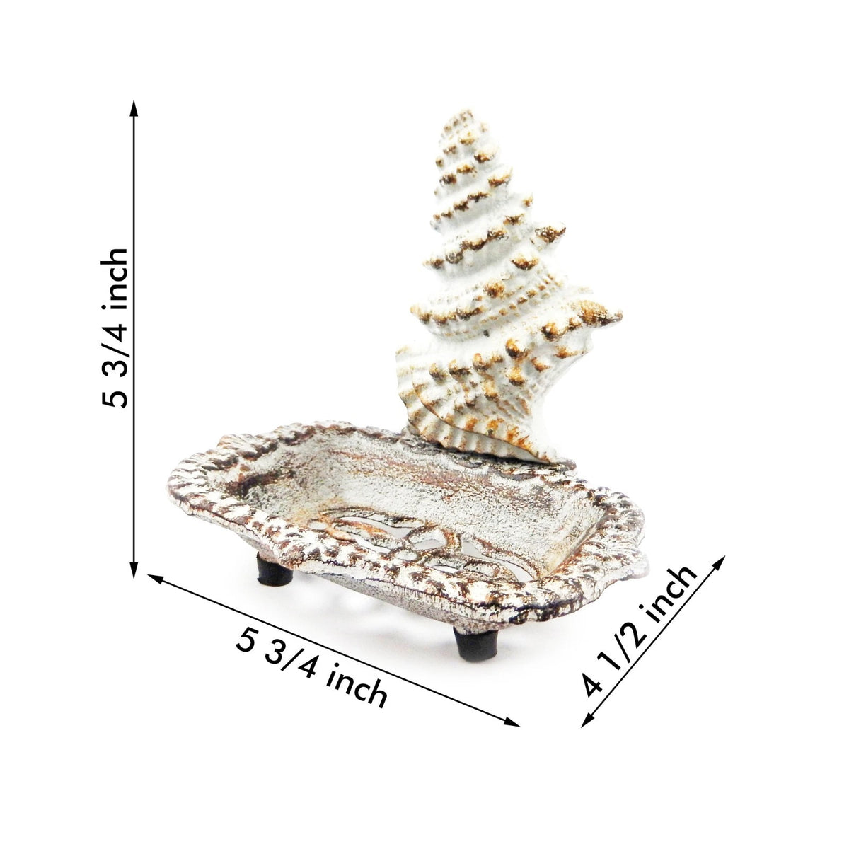Cast Iron Seashell Soap Dish Ornate Antique Rustic White Beach Coastal Decor