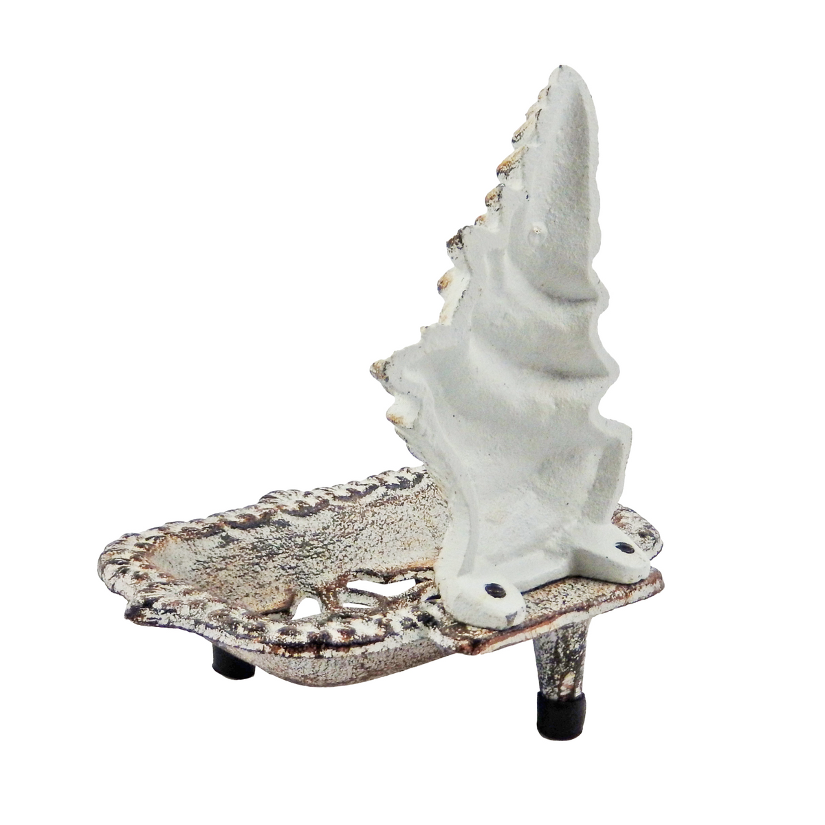 Cast Iron Seashell Soap Dish Ornate Antique Rustic White Beach Coastal Decor