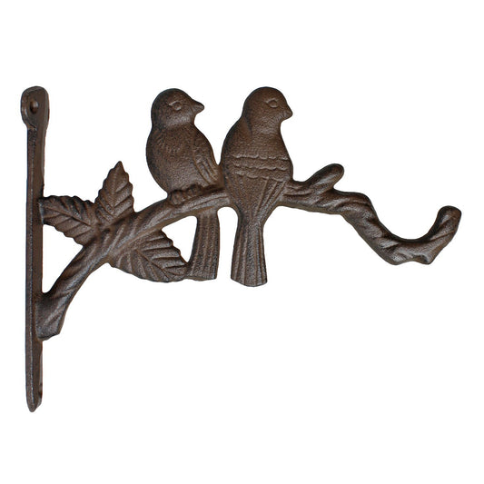 Cast Iron Lovebirds Branch Plant Hanger Wall Bracket Hook Rustic Garden Decor