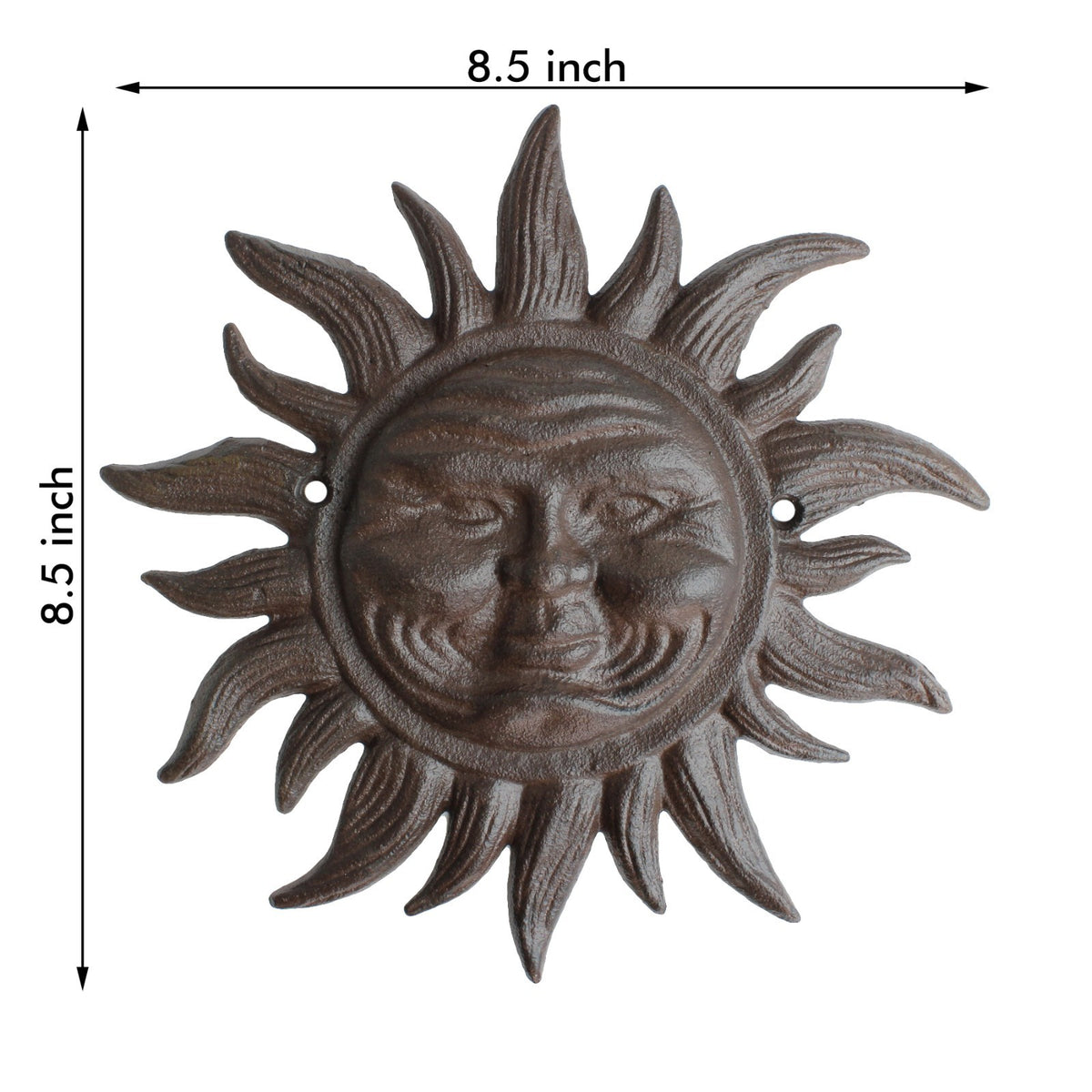 Cast Iron Sun Face Wall Decor Celestial Sunburst Plaque Rustic Garden Art 8.5 in