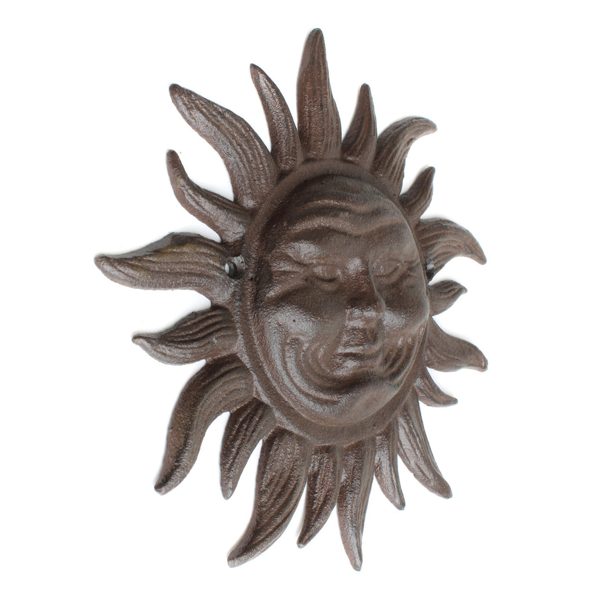 Cast Iron Sun Face Wall Decor Celestial Sunburst Plaque Rustic Garden Art 8.5 in