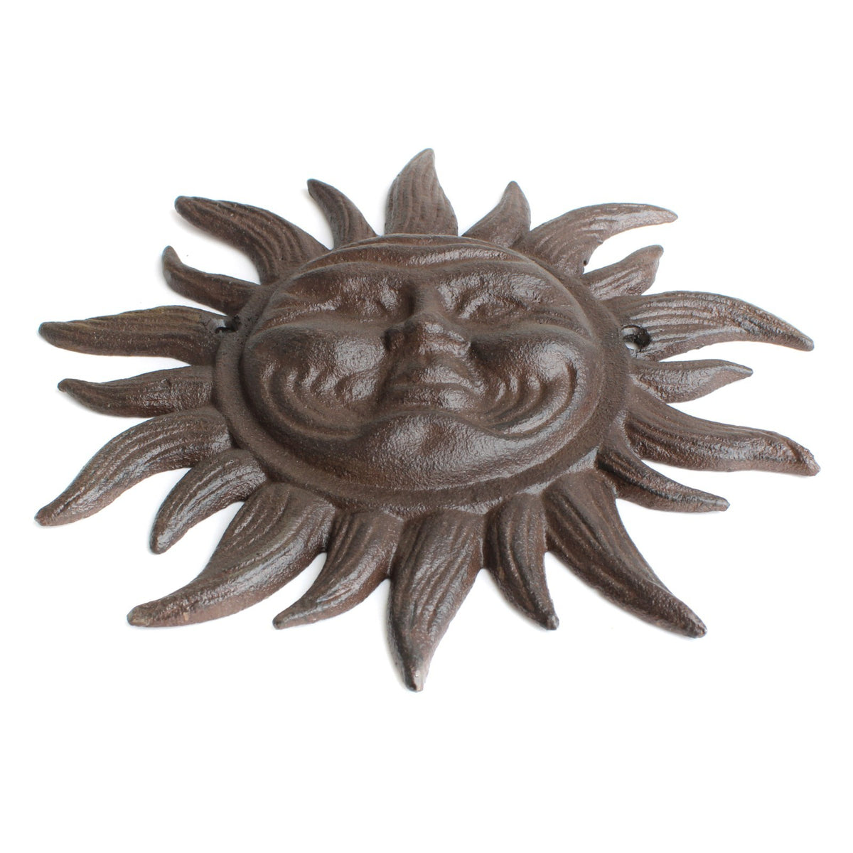 Cast Iron Sun Face Wall Decor Celestial Sunburst Plaque Rustic Garden Art 8.5 in