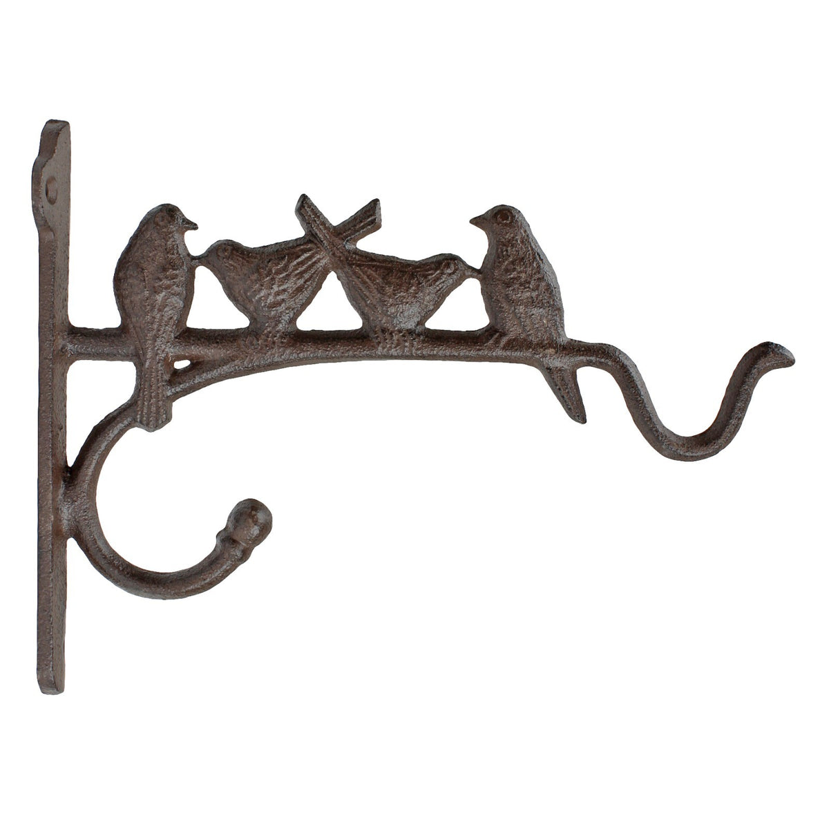 Cast Iron Birds Wall Bracket Double Hook Flower Basket Lantern Feeder Holder