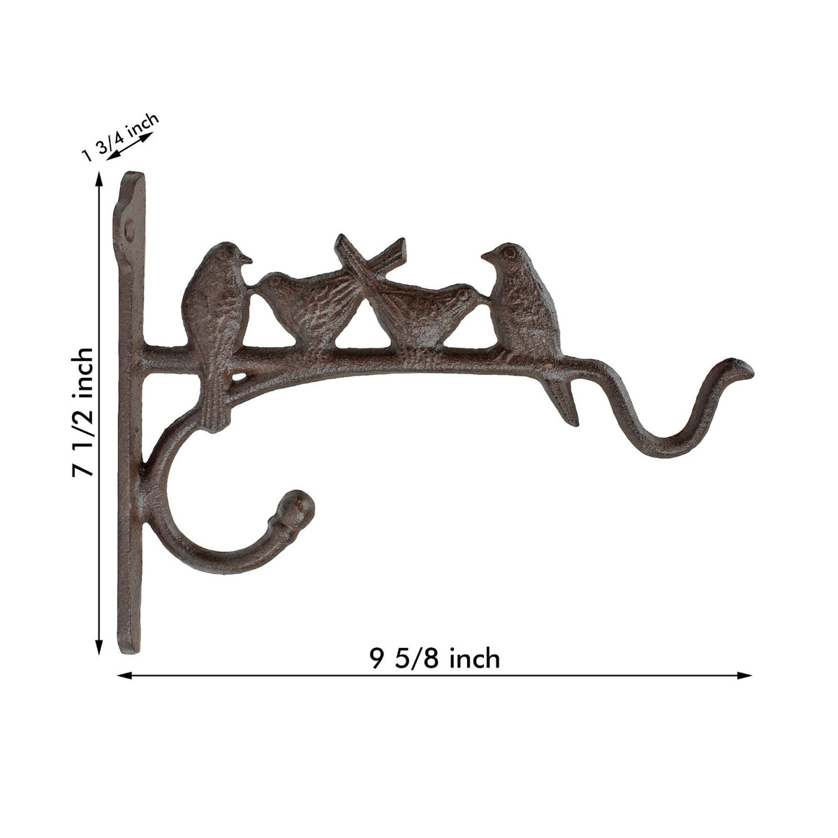 Cast Iron Birds Wall Bracket Double Hook Flower Basket Lantern Feeder Holder