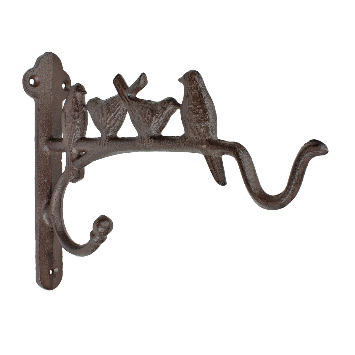 Cast Iron Birds Wall Bracket Double Hook Flower Basket Lantern Feeder Holder