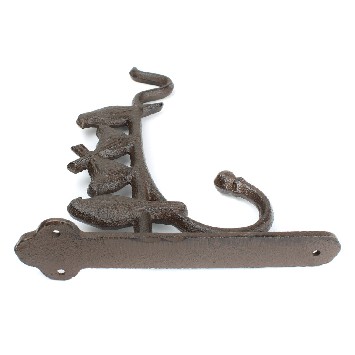 Cast Iron Birds Wall Bracket Double Hook Flower Basket Lantern Feeder Holder
