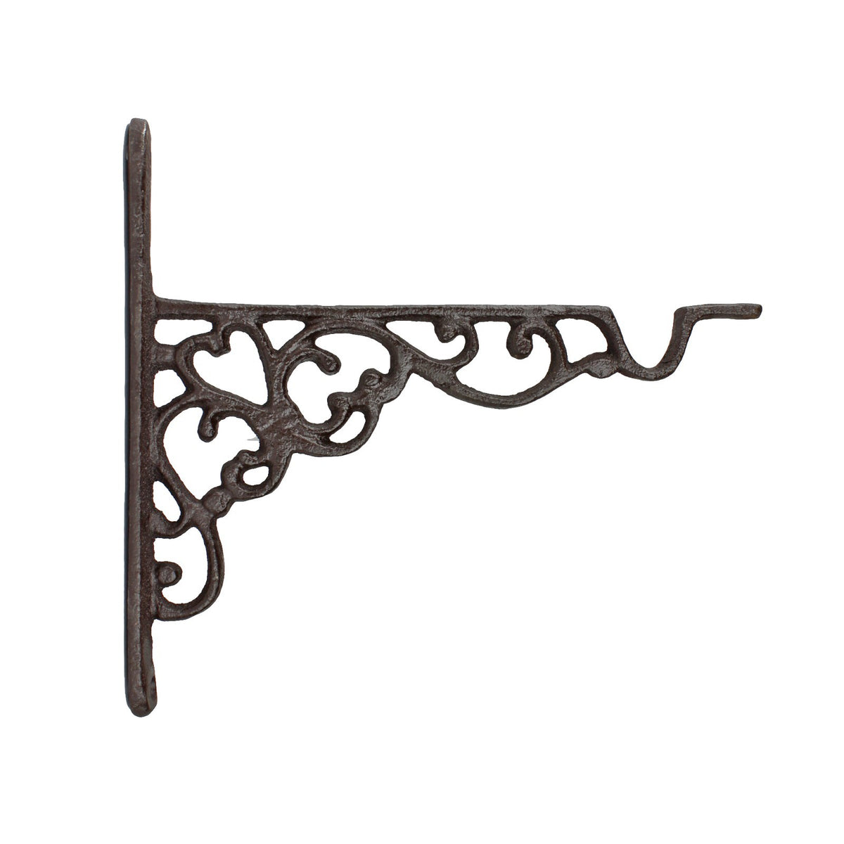 Small Cast Iron Scrolls Wall Bracket Shelf Hook Flower Basket Hanger Rustic 8 in