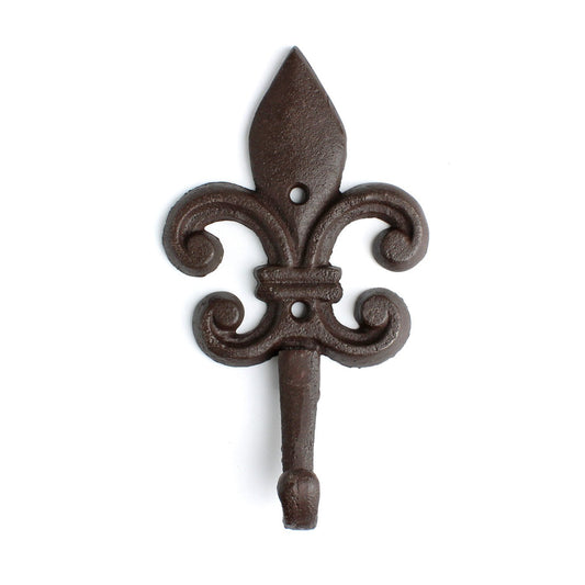 Cast Iron Fleur De Lis Wall Hook Heavy Duty Rustic Coat Towel Key Hanger 7 inch