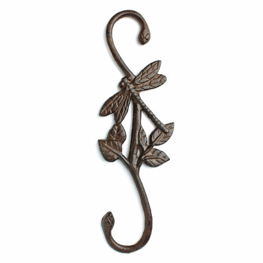 Cast Iron Dragonfly Leaf S Hook Garden Basket Flower Bucket Hanger 11 3/8 inch