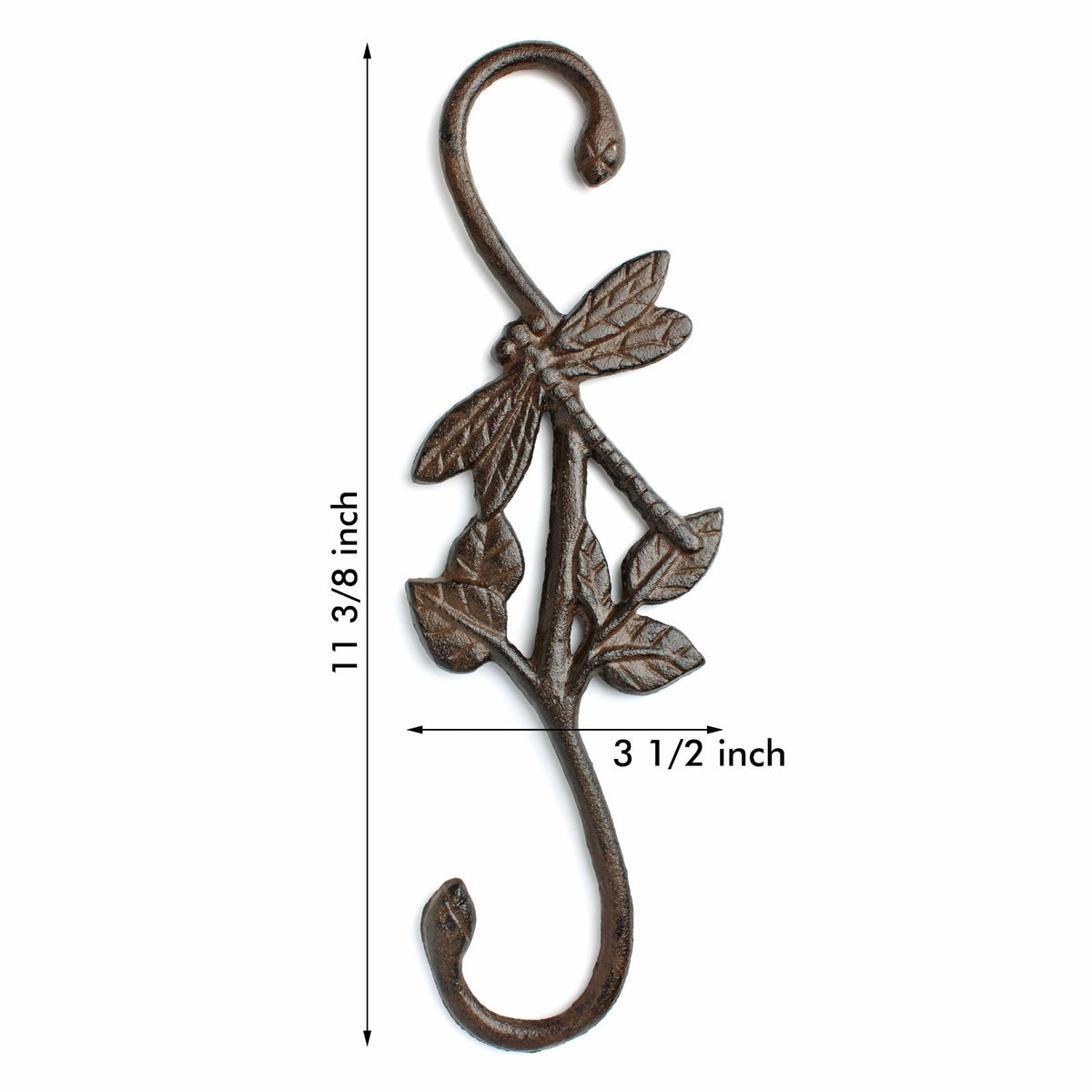 Cast Iron Dragonfly Leaf S Hook Garden Basket Flower Bucket Hanger 11 3/8 inch