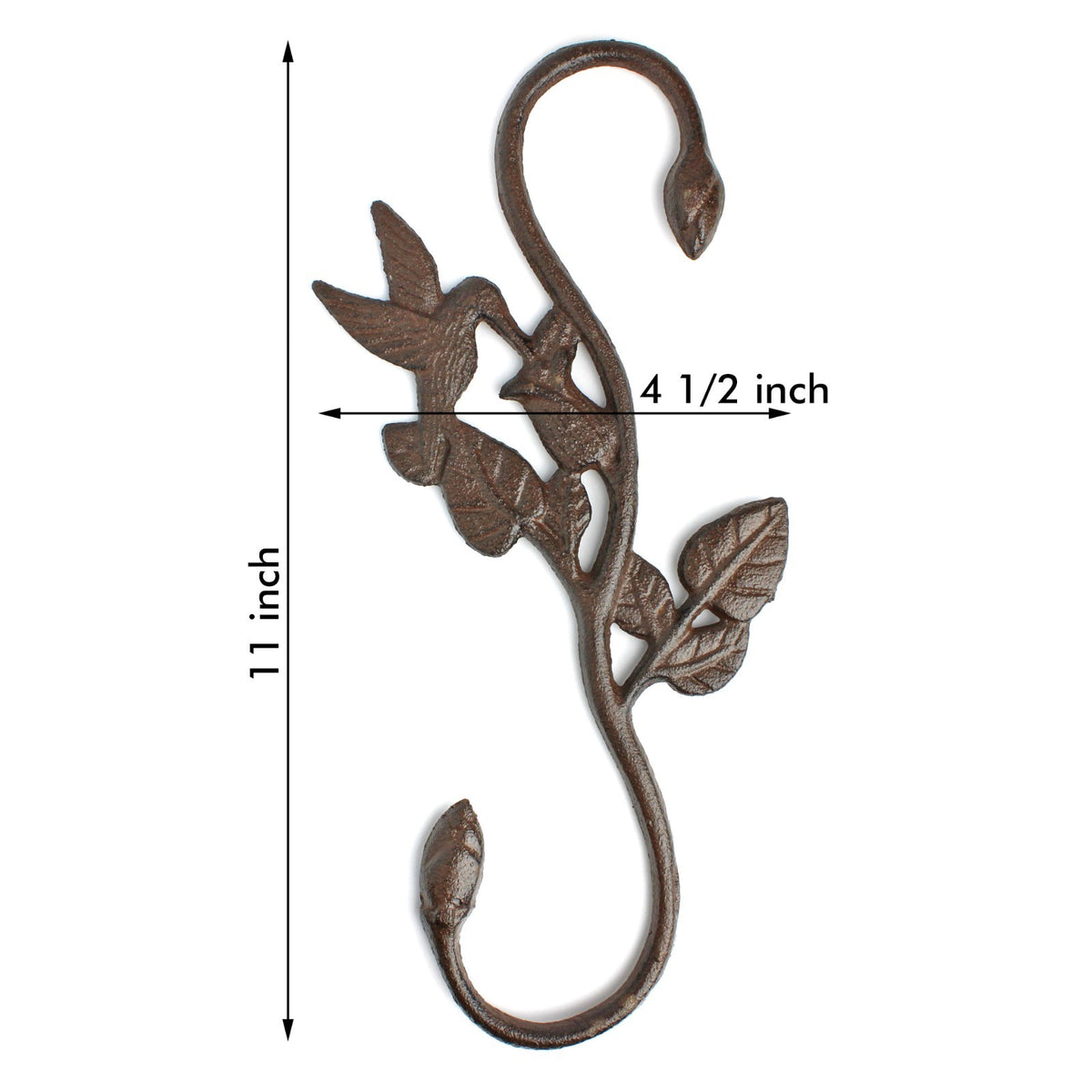 Cast Iron Hummingbird Leaf S Hook Rustic Garden Basket Bird Feeder Holder 11 in