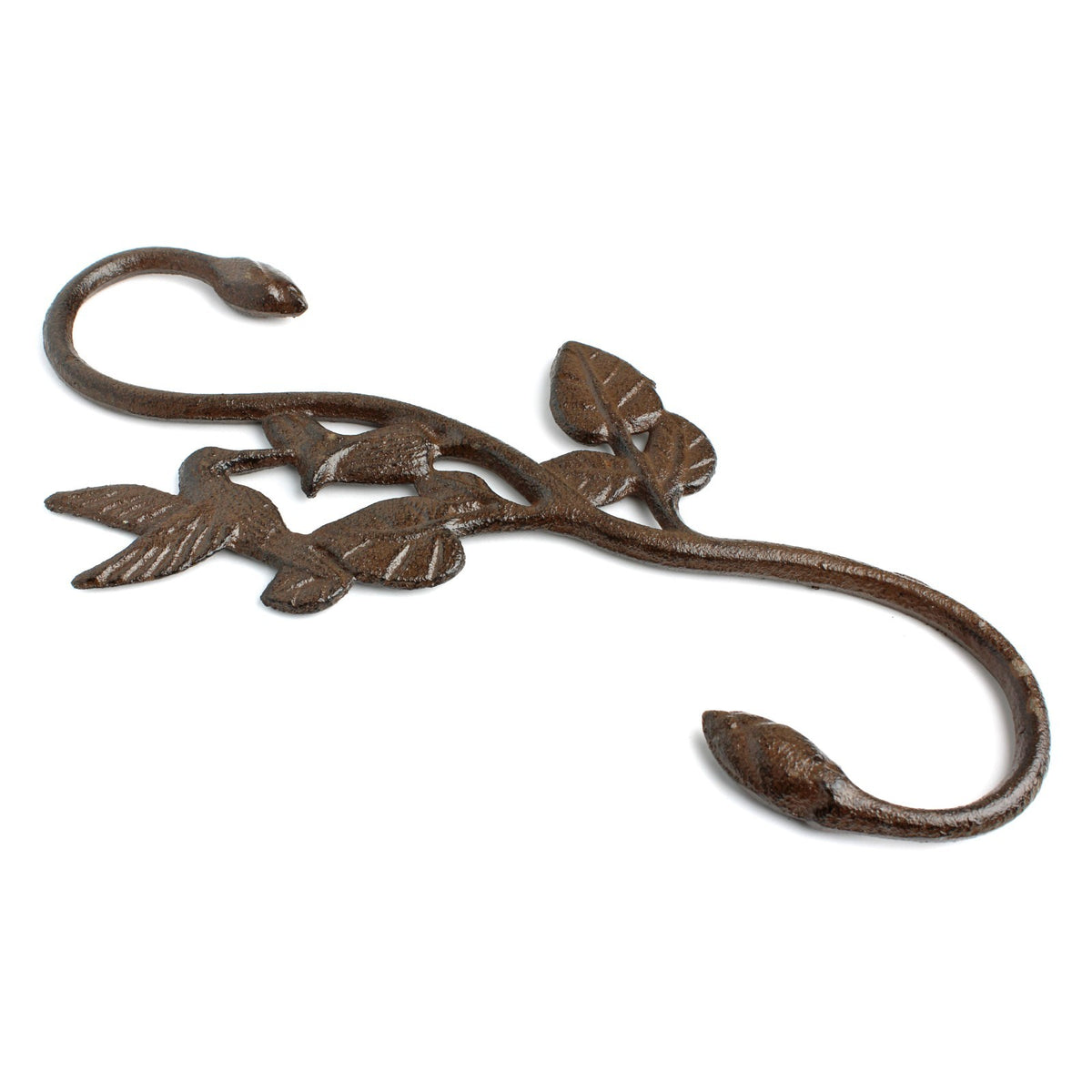 Cast Iron Hummingbird Leaf S Hook Rustic Garden Basket Bird Feeder Holder 11 in
