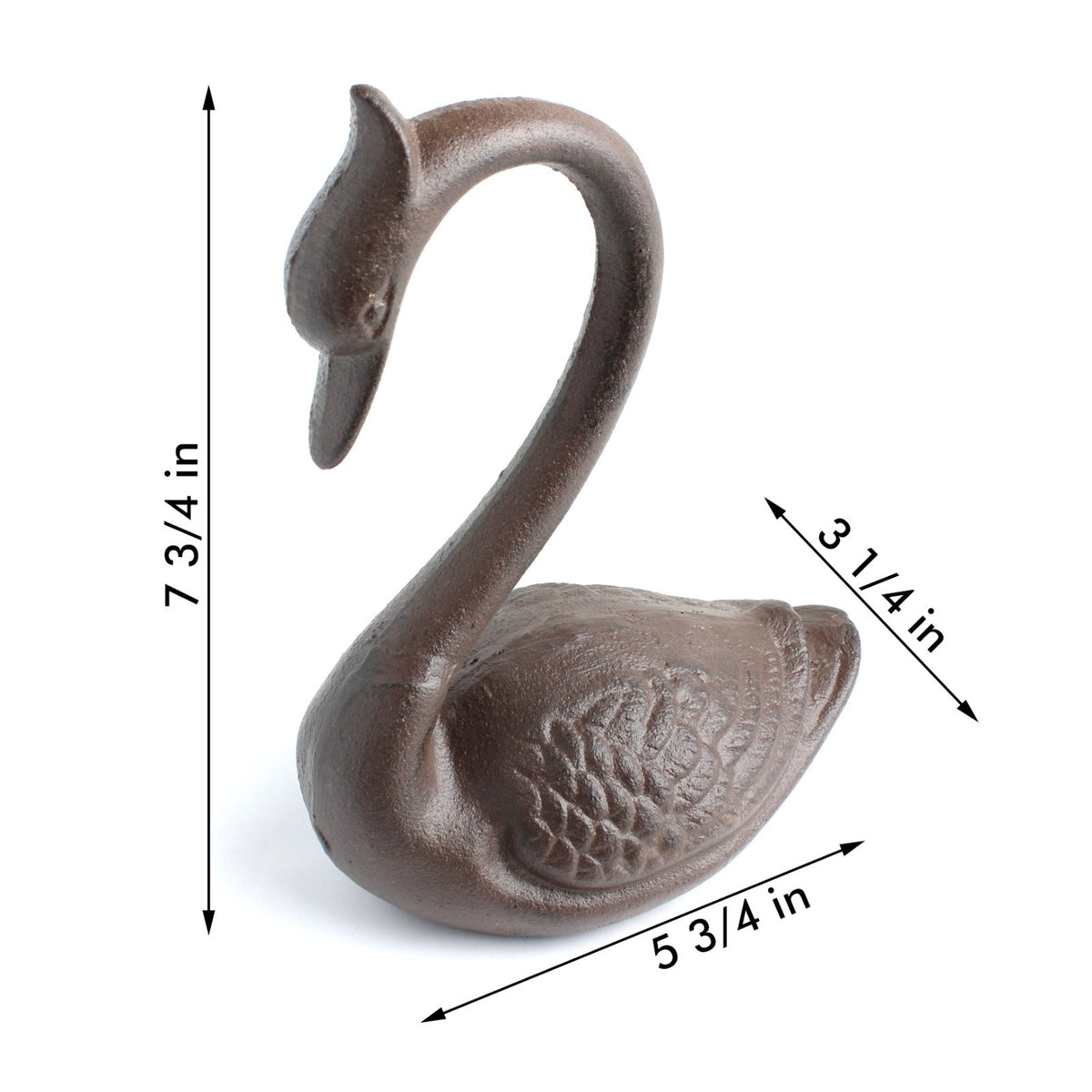 Cast Iron Swan Figurine Statue Heavy Duty Rustic Home Garden Decor 7 3/4" Tall