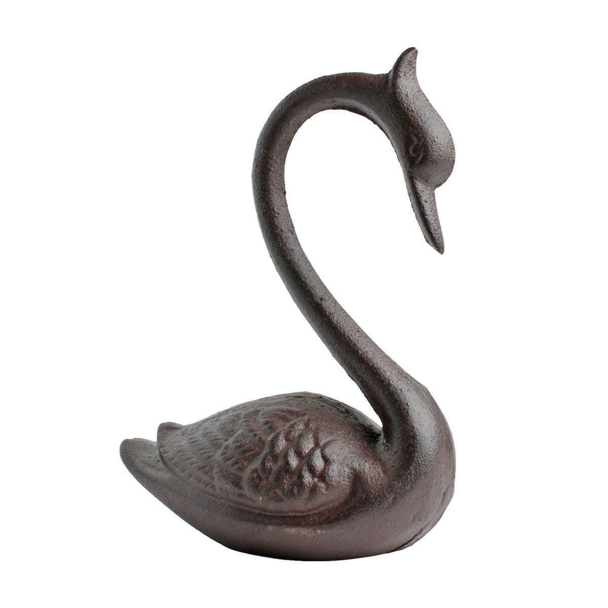 Cast Iron Swan Figurine Statue Heavy Duty Rustic Home Garden Decor 7 3/4" Tall