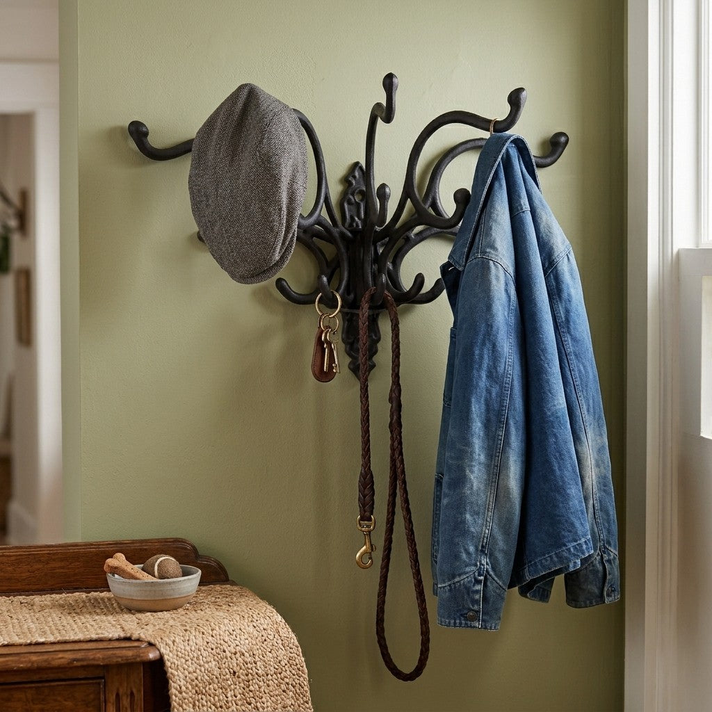 Cast Iron Swivel Wall Hook Matte Black Vintage Style Coat Towel Key Hanger Rack