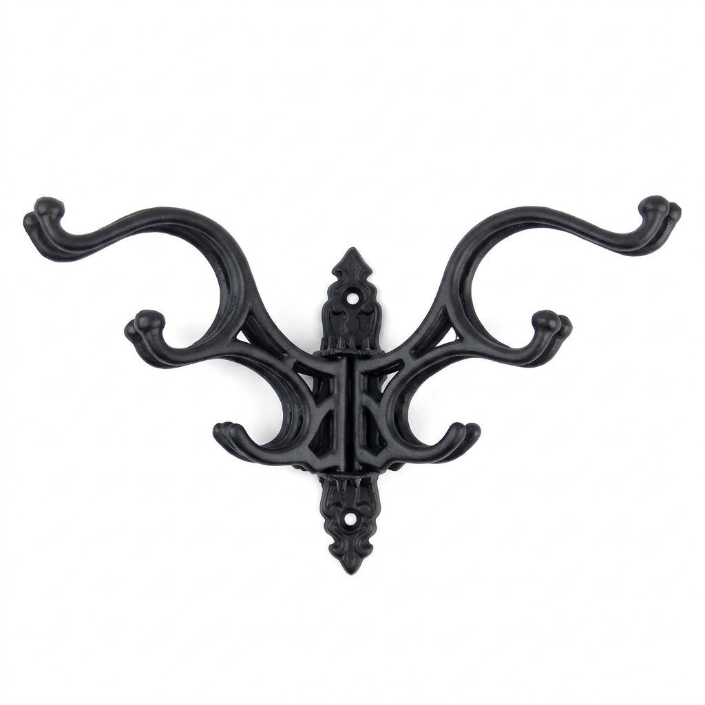 Cast Iron Swivel Wall Hook Matte Black Vintage Style Coat Towel Key Hanger Rack