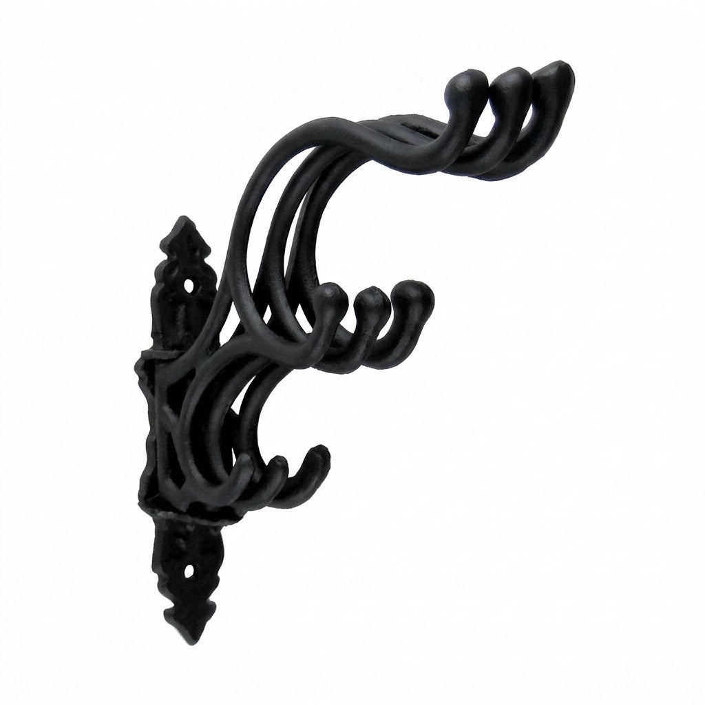Cast Iron Swivel Wall Hook Matte Black Vintage Style Coat Towel Key Hanger Rack