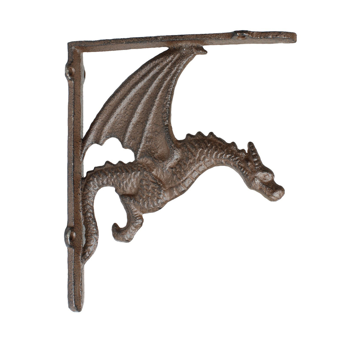 2 Cast Iron Dragon Shelf Brackets Heavy Duty Gothic Rustic Wall Brace 8 x 6 5/8"