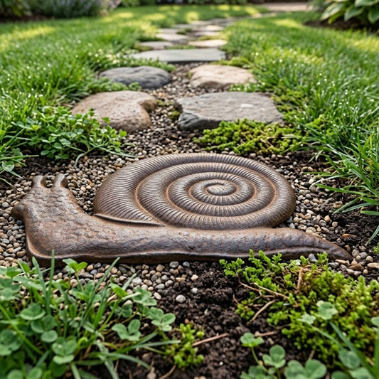 Rustic Cast Iron Snail Stepping Stone Heavy Duty Garden Flower Bed Decor 14 inch