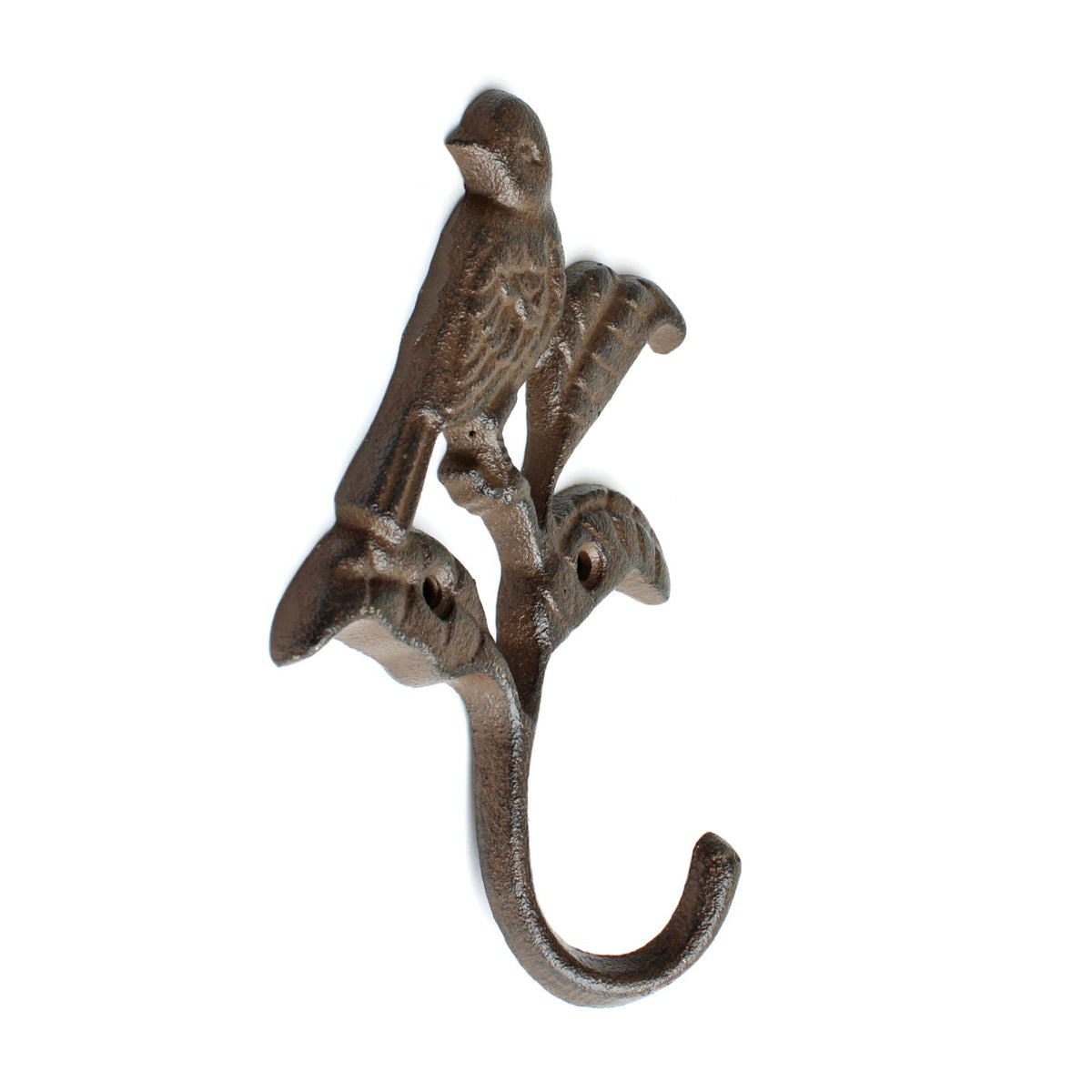 Cast Iron Bird Leaf Wall Hook Key Towel Coat Purse Robe Hanger Rustic Brown