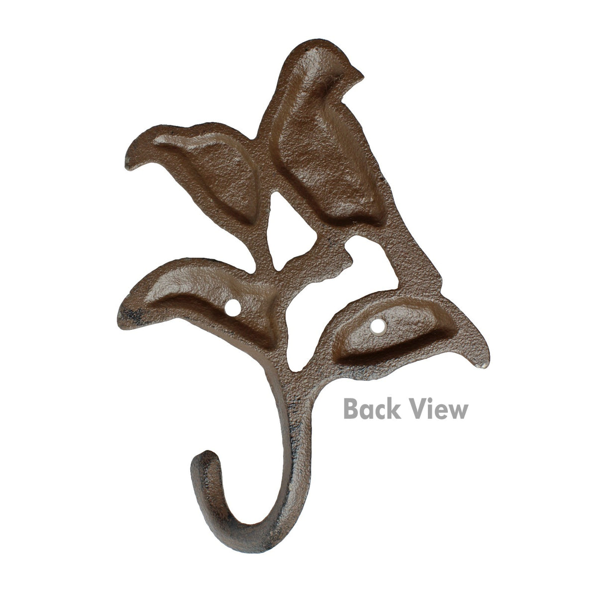 Cast Iron Bird Leaf Wall Hook Key Towel Coat Purse Robe Hanger Rustic Brown