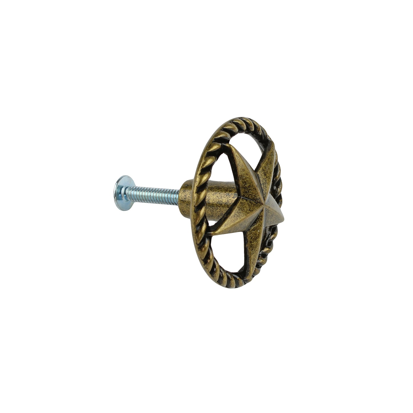 Antique Brass Round Texas Star Rope Cabinet Drawer Door Knob Pull 1.5 inch