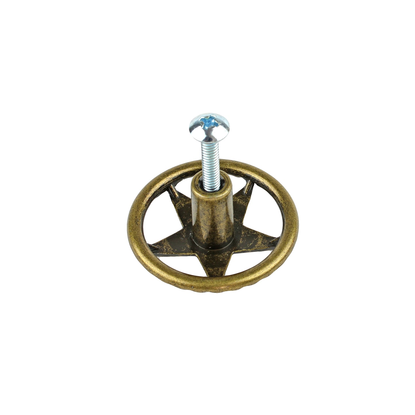 Antique Brass Round Texas Star Rope Cabinet Drawer Door Knob Pull 1.5 inch