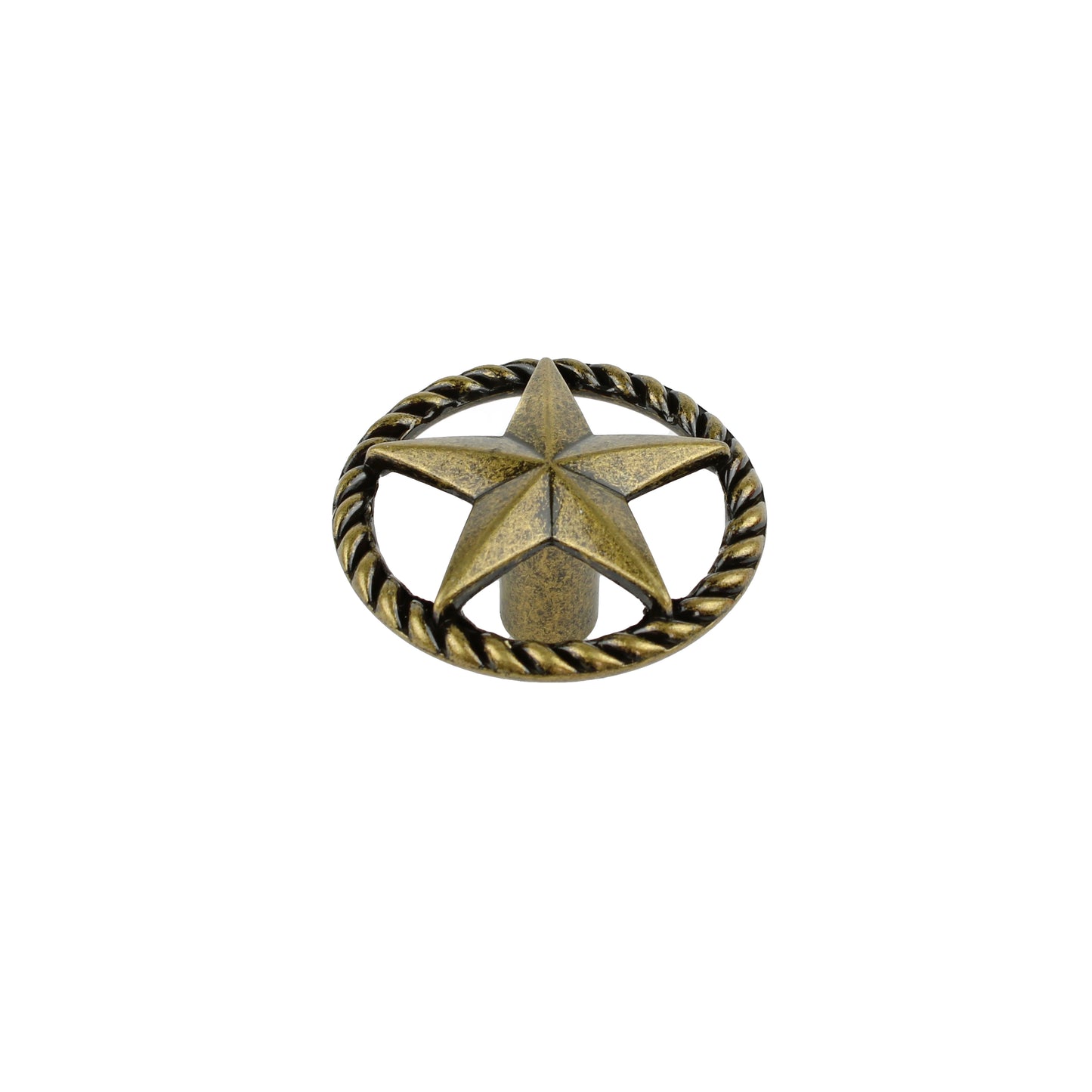 Antique Brass Round Texas Star Rope Cabinet Drawer Door Knob Pull 1.5 inch