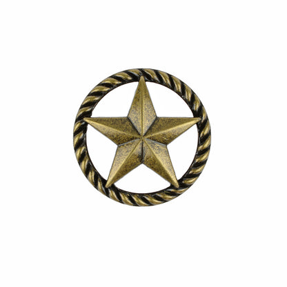 Antique Brass Round Texas Star Rope Cabinet Drawer Door Knob Pull 1.5 inch