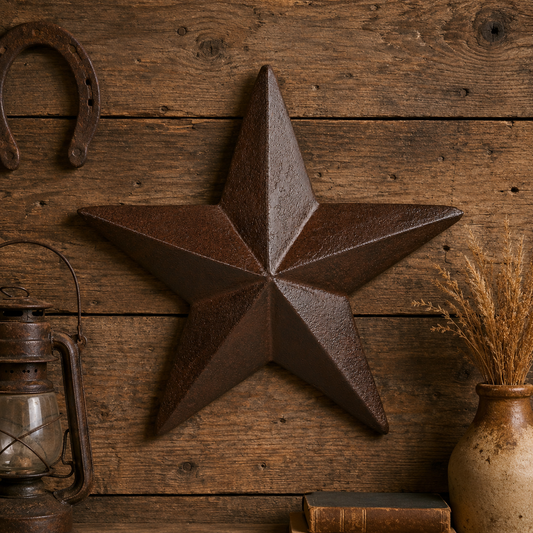 Cast Iron Heavy Duty Texas Wall Star 3D Plaque Antique Rustic Brown 7.5 inch
