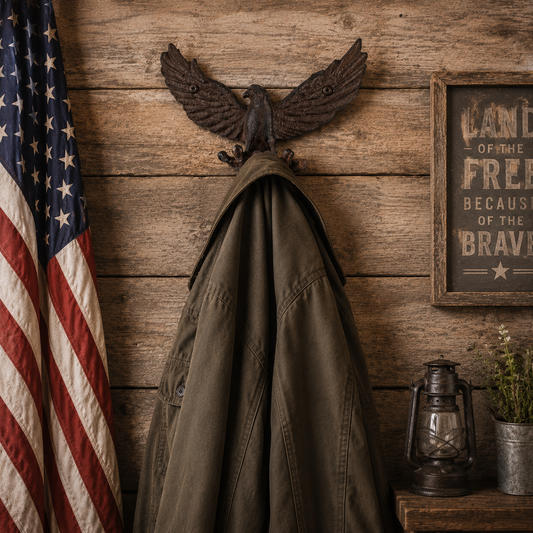 American Eagle Talons Wall Hook Cast Iron Key Towel Coat Hanger Rustic Brown