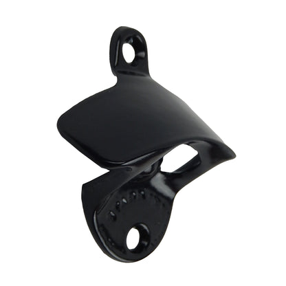 Starr Black Beer Bottle Opener Set with Metal Cap Catcher Wall Mounted w/ Screws
