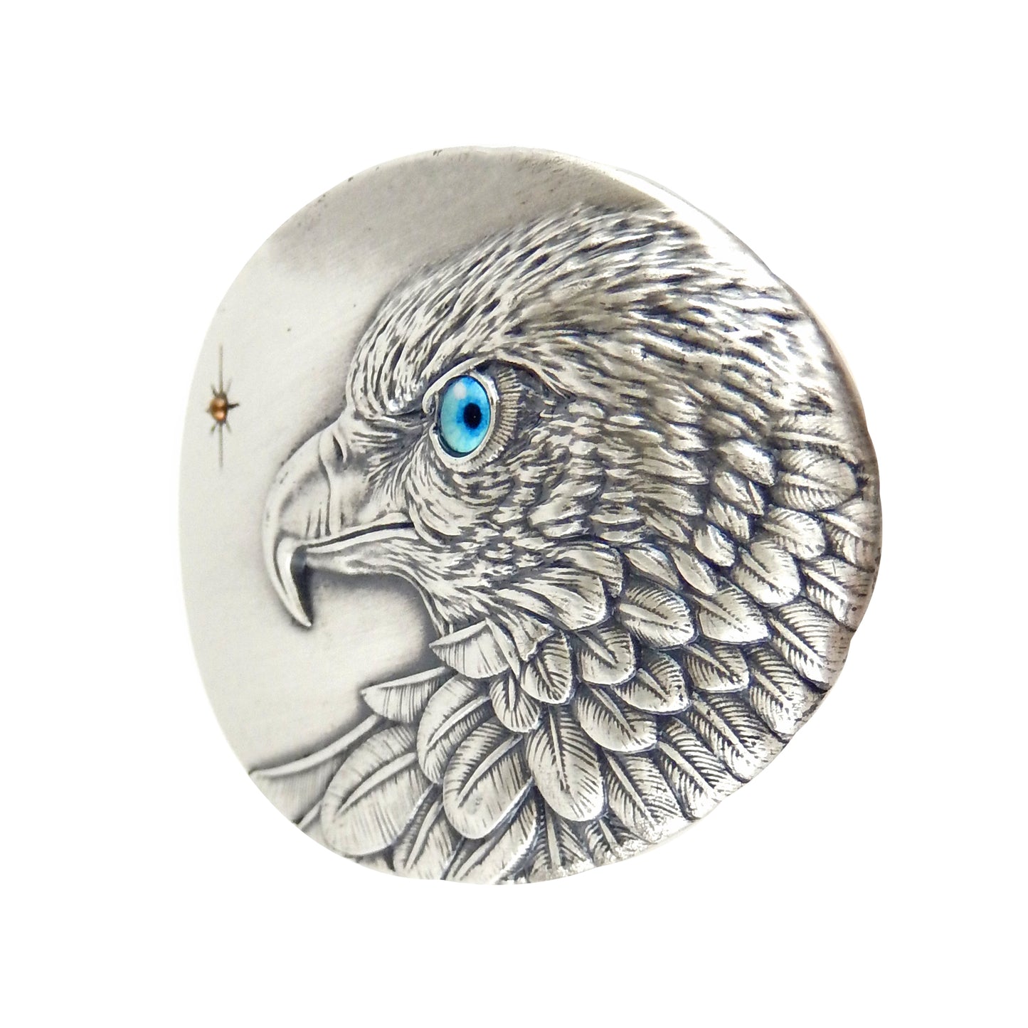 American Eagle Belt Buckle Real Silver Plated Blue Eye Fits Belts 1.5 inch Belts