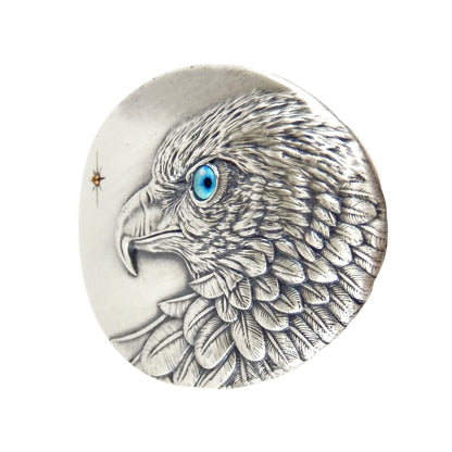 American Eagle Belt Buckle Real Silver Plated Blue Eye Fits Belts 1.5 inch Belts