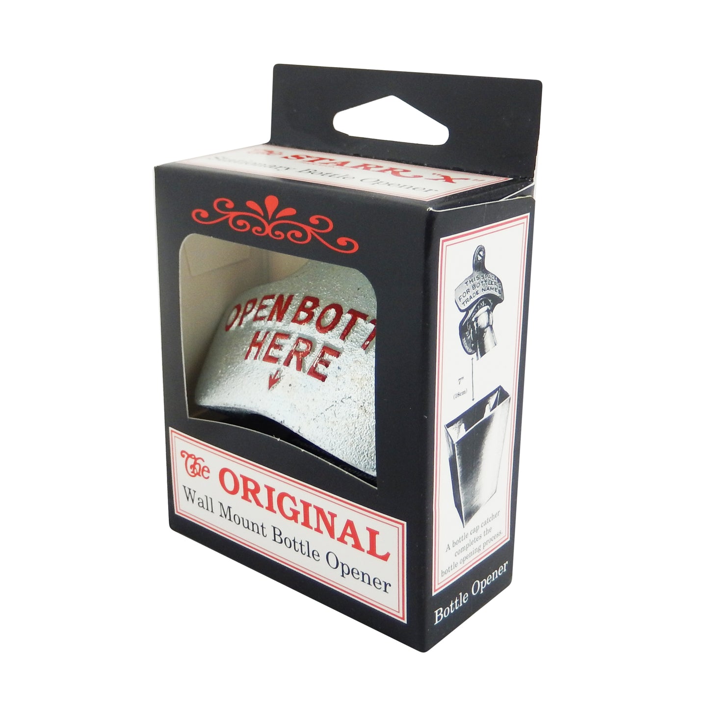 Starr Cast Iron Open Bottle Here Beer Soda Bottle Opener Wall Mount Zinc Plated