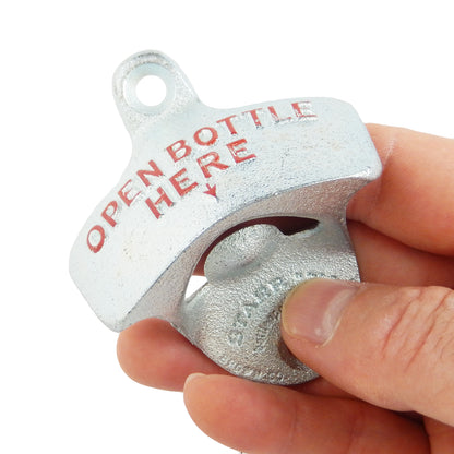 Starr Cast Iron Open Bottle Here Beer Soda Bottle Opener Wall Mount Zinc Plated