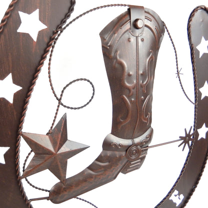 Metal Horseshoe Welcome Wall Decor Boots Spur Stars Rustic Country Western 20 in