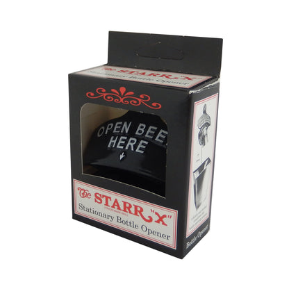 Starr Cast Iron Open Beer Here Bottle Opener Wall Mounted Black Powder Coated