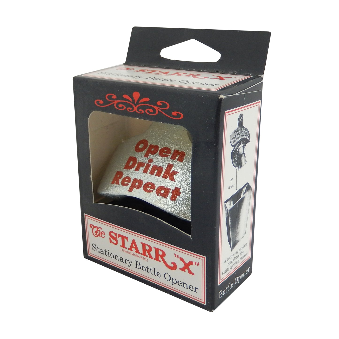 Starr Open Drink Repeat Cast Iron Beer Bottle Opener Wall Mounted Zinc Plated