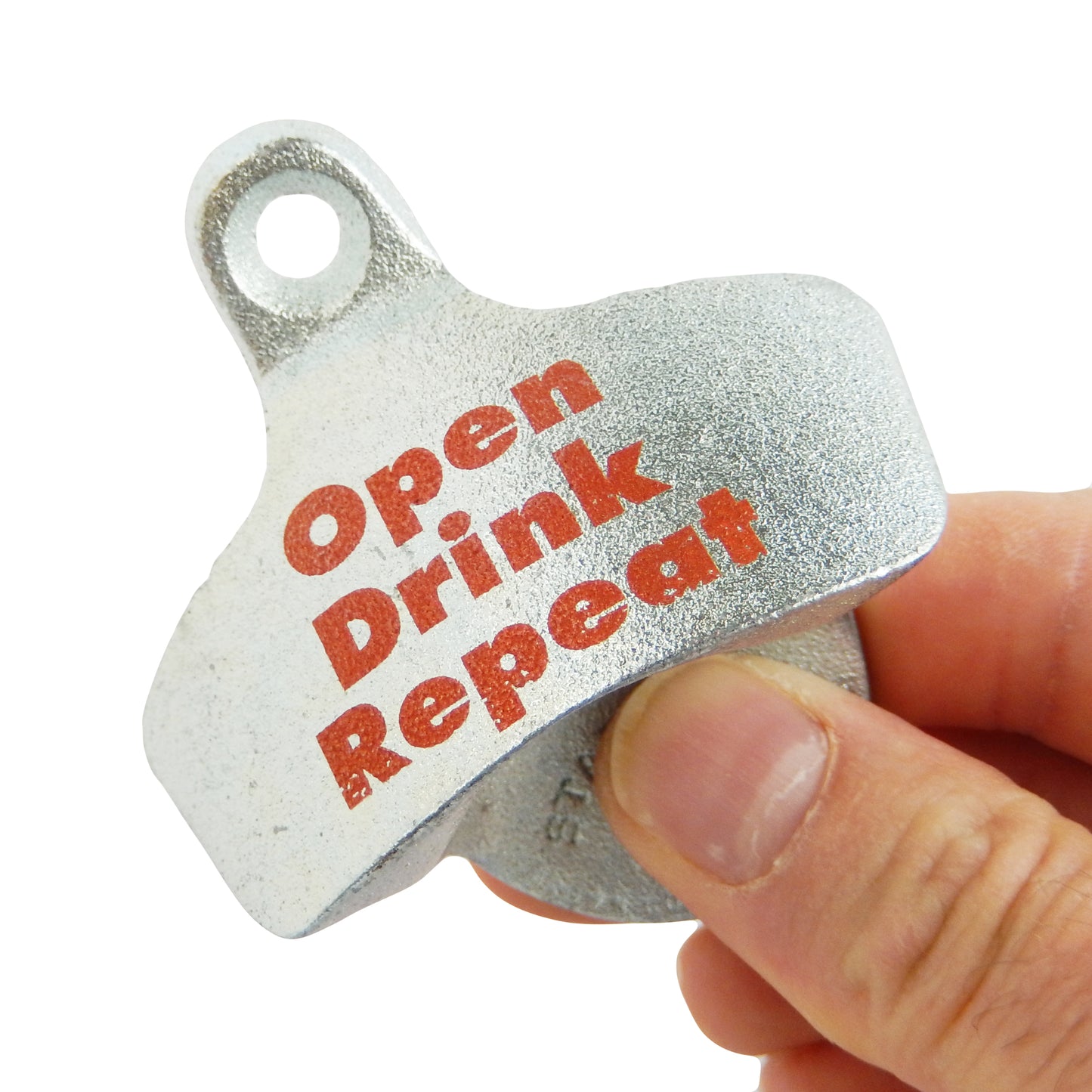 Starr Open Drink Repeat Cast Iron Beer Bottle Opener Wall Mounted Zinc Plated