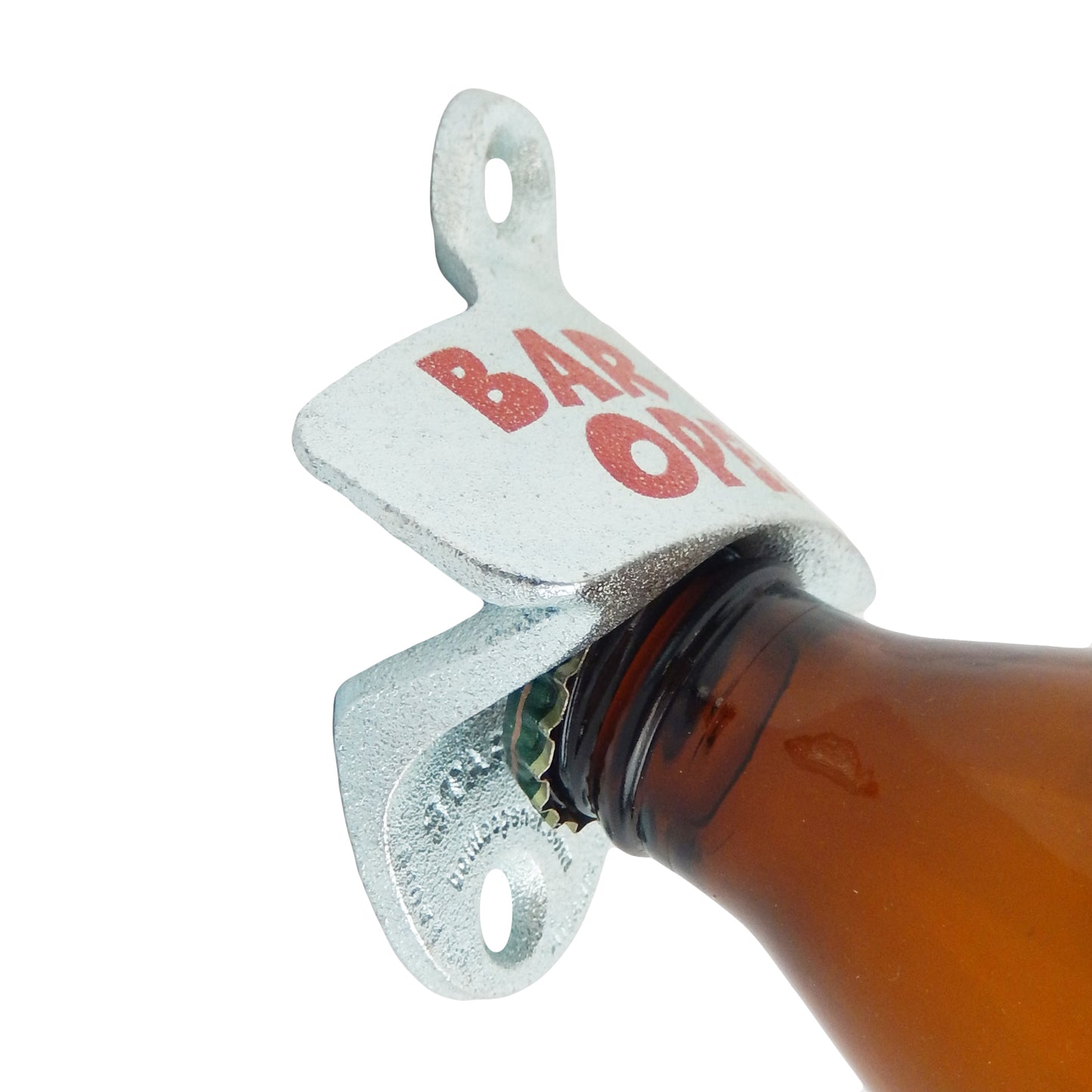 Starr Cast Iron Bar is Open Beer Soda Bottle Opener Wall Mounted Zinc Plated