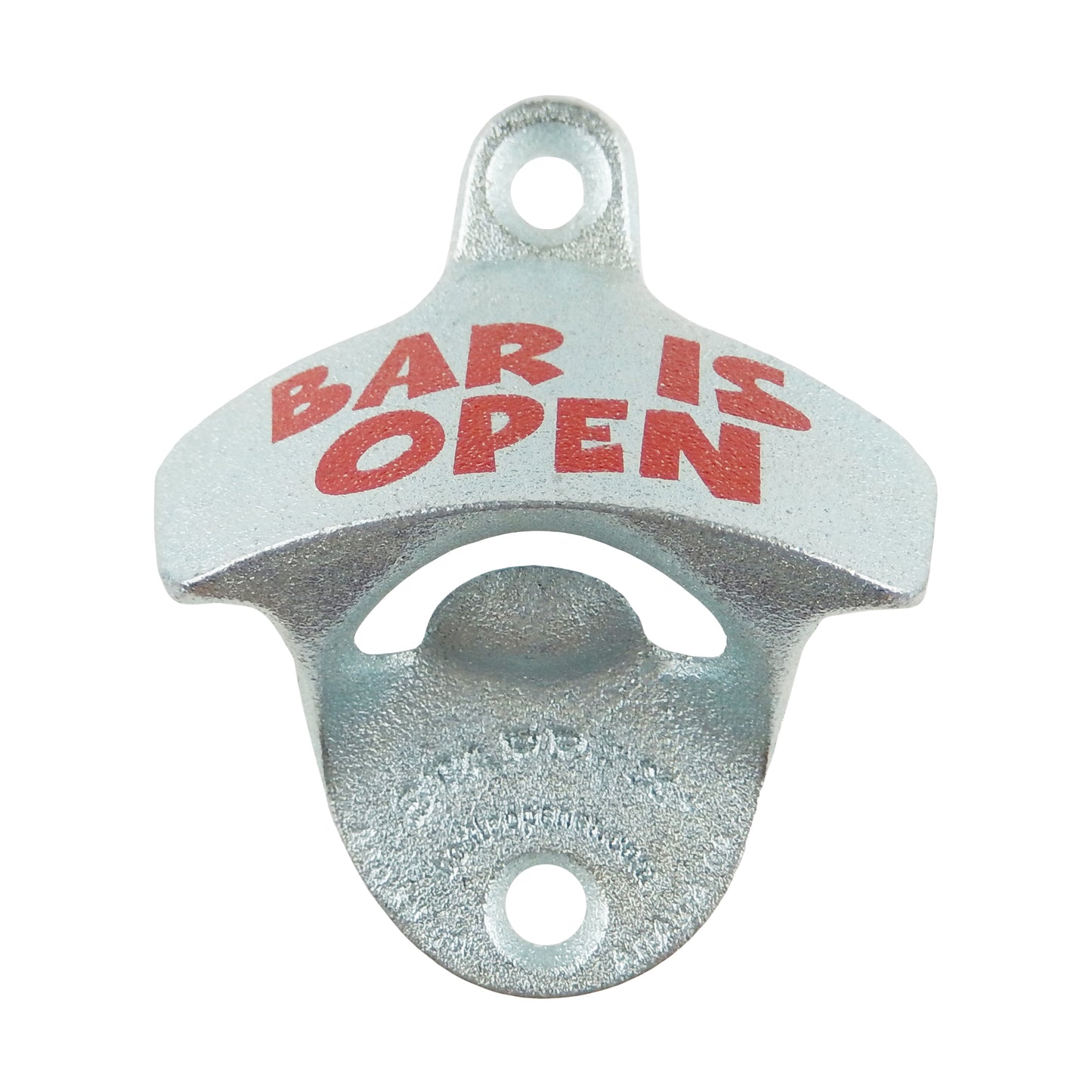 Starr Cast Iron Bar is Open Beer Soda Bottle Opener Wall Mounted Zinc Plated