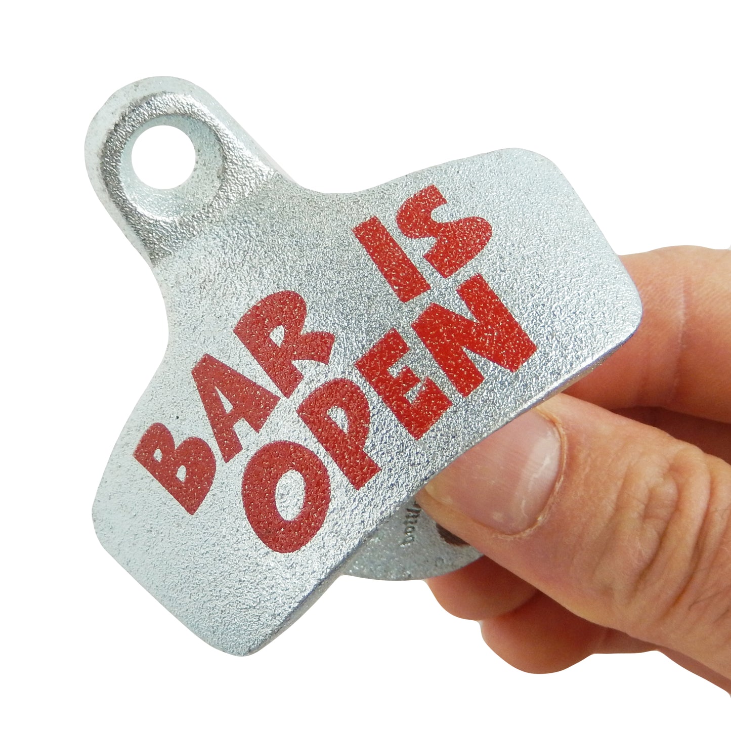 Starr Cast Iron Bar is Open Beer Soda Bottle Opener Wall Mounted Zinc Plated