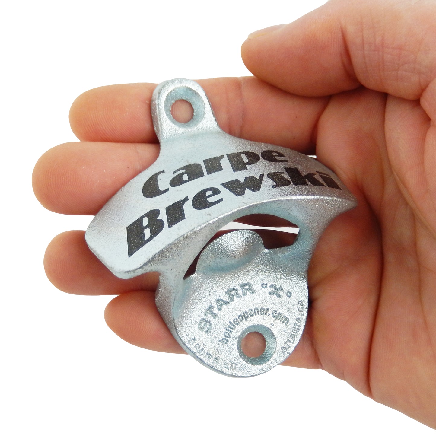 Starr X Carpe Brewski Cast Iron Beer Soda Bottle Opener Wall Mounted Zinc Plated