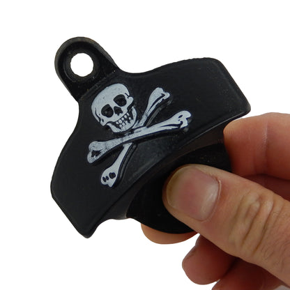 Starr X Embossed Skull & Crossbones Cast Iron Bottle Opener Wall Mounted Black
