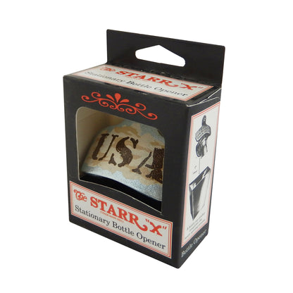 Starr X USA Military Camo Cast Iron Beer Bottle Opener Wall Mount Zinc Plated