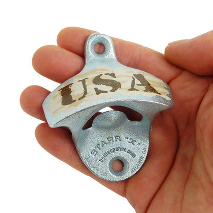 Starr X USA Military Camo Cast Iron Beer Bottle Opener Wall Mount Zinc Plated