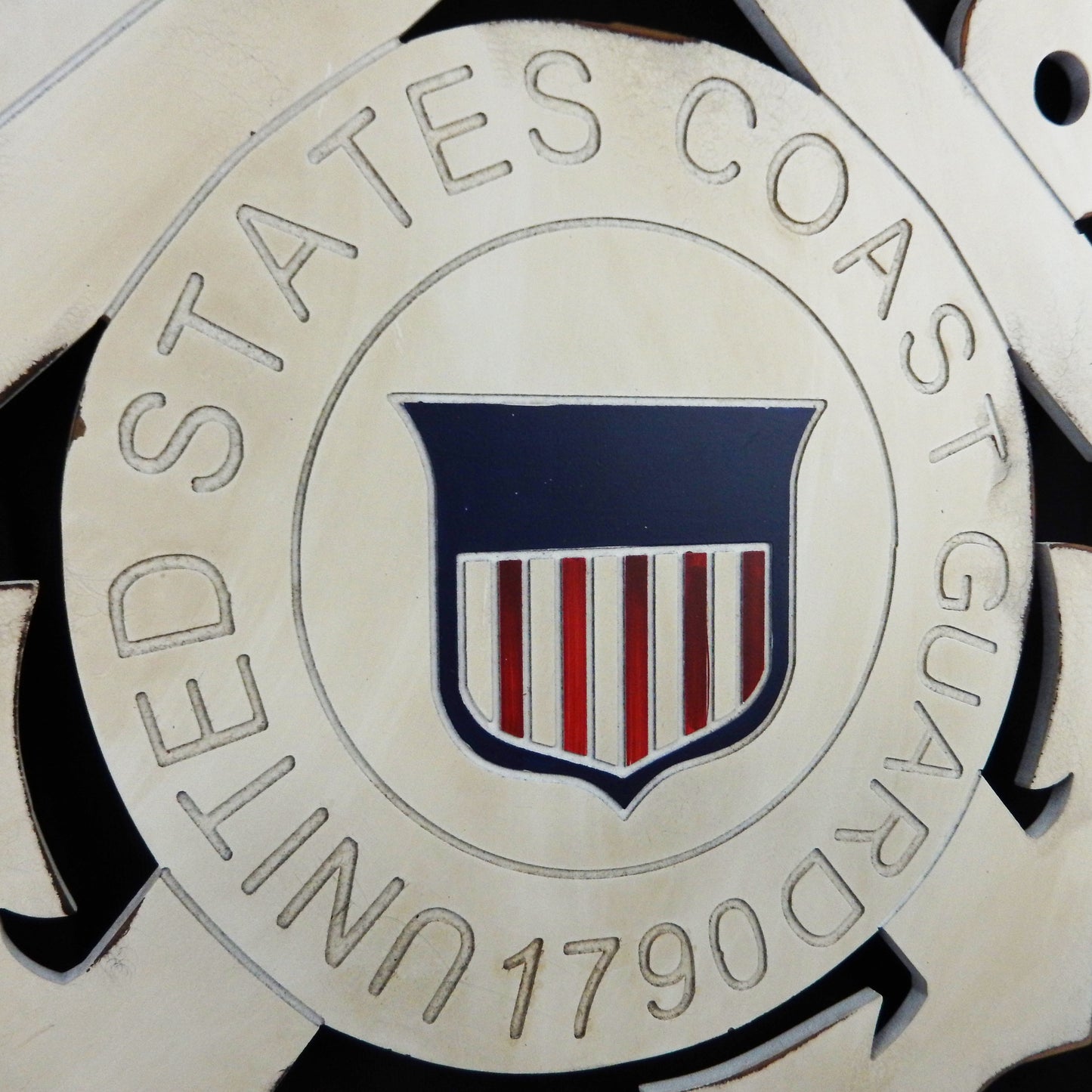 United States Military Coast Guard Logo Wall Decor MDF Weathered Wood 20 inch