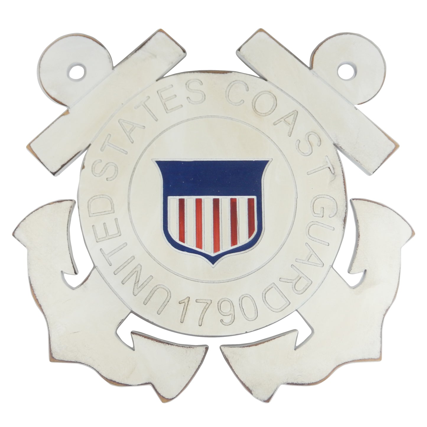 United States Military Coast Guard Logo Wall Decor MDF Weathered Wood 20 inch