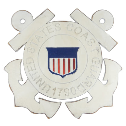 United States Military Coast Guard Logo Wall Decor MDF Weathered Wood 20 inch